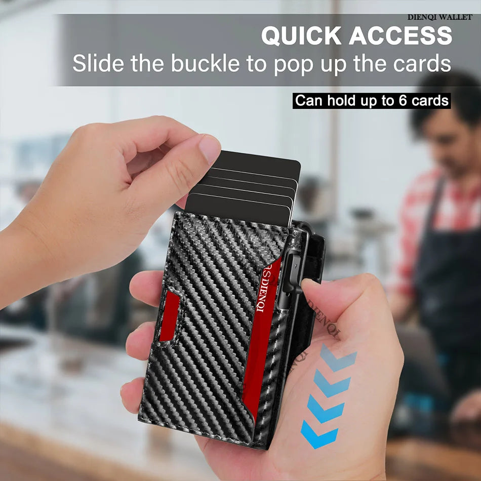 Carbon Fiber RFID Tactical Minimalist Wallet With Dedicated ID Window (No Money Clip)