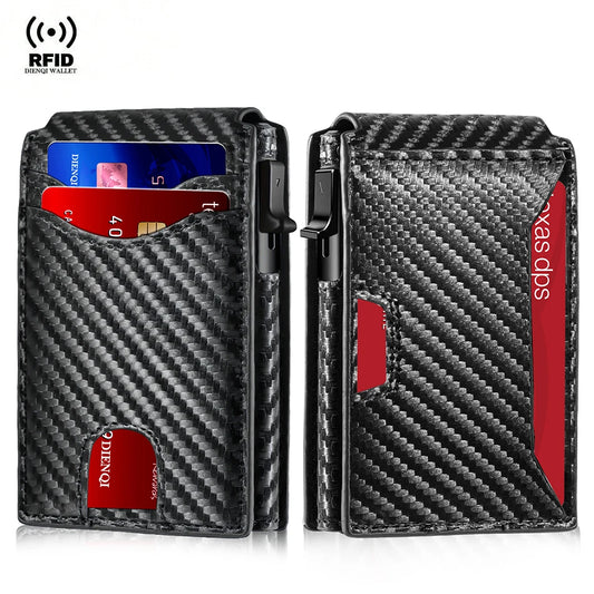 Carbon Fiber RFID Tactical Minimalist Wallet With Dedicated ID Window (No Money Clip)