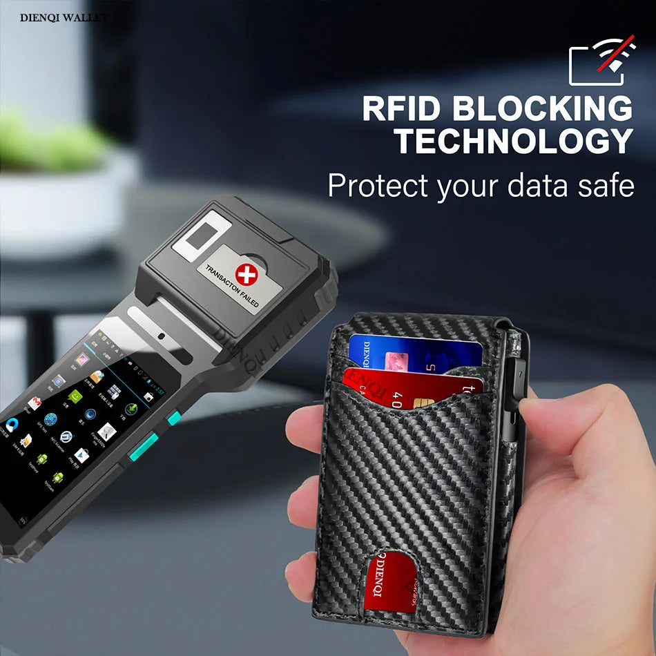 Carbon Fiber RFID Tactical Minimalist Wallet With Dedicated ID Window (No Money Clip)